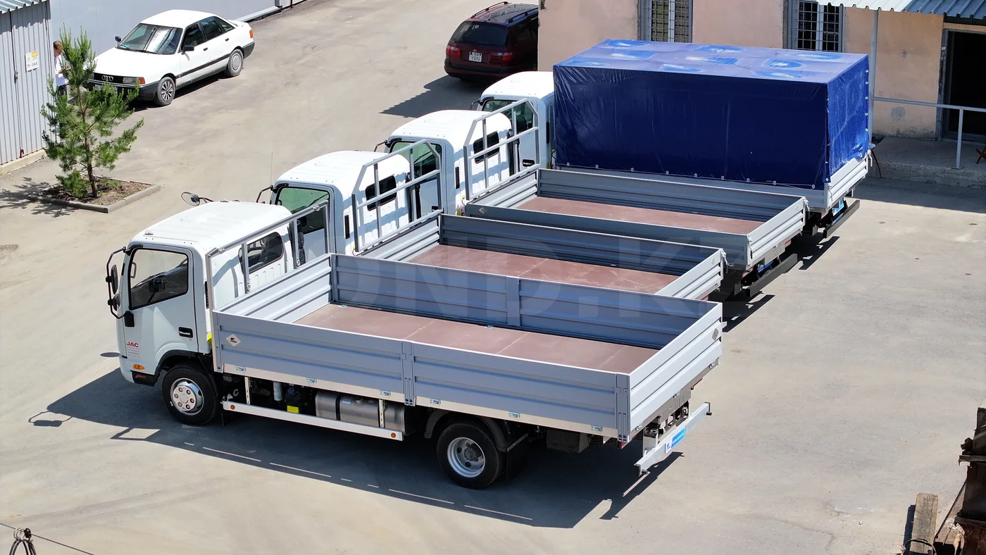 The JAC range — dropside platforms and vans built by COND, Almaty