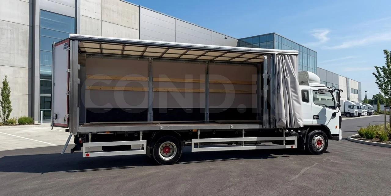 Шторно-бортовой кузов DongFeng C120L — боковая погрузка при сдвинутых стойках — COND