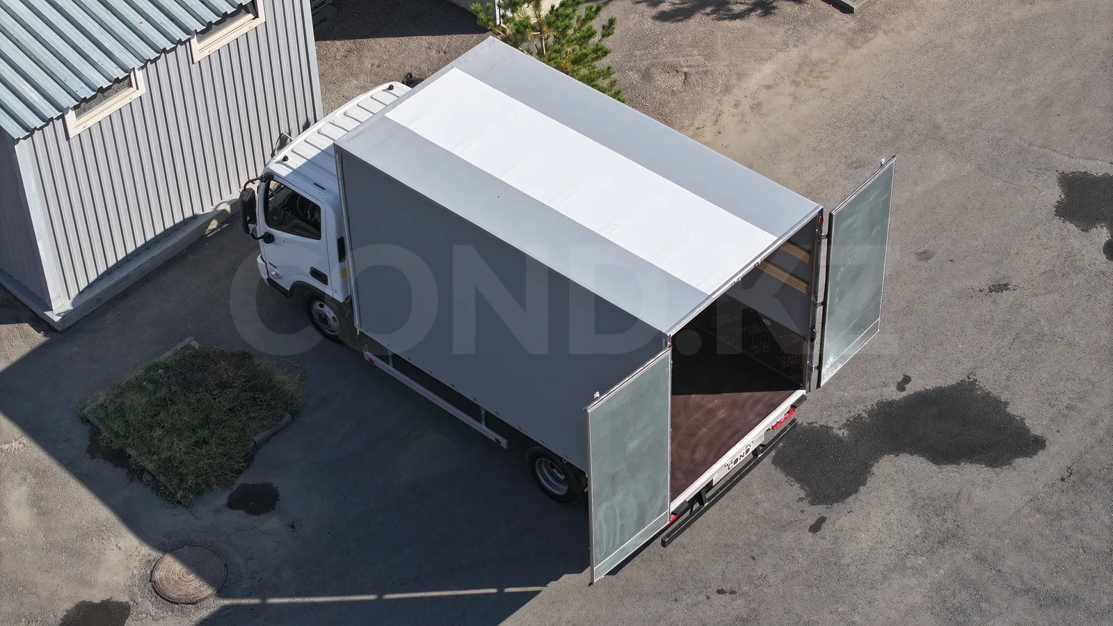 Евротент (растентовка) Foton S35 — вид сверху, ворота открыты