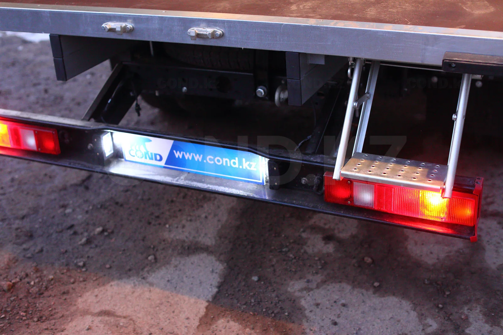 Dry freight van on a GAZelle Business 3302 — rear underrun bar and folding ladder — COND